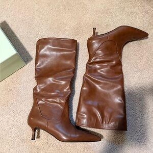 MOTF Brown Leather Heeled Boots